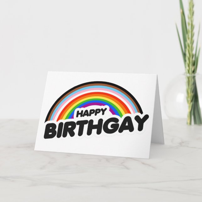 Carte Joyeux anniversaire Fierté de progrès gay (Devant)