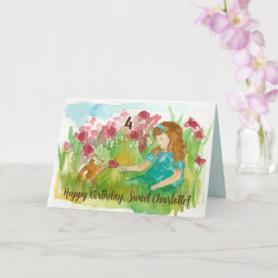 Carte Joyeux Anniversaire Fille Kitten Custom Nom d'âge