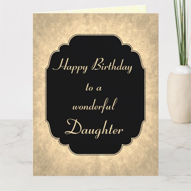 Carte Joyeux anniversaire fille noir et or de luxe (Devant)