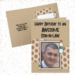 Carte Joyeux anniversaire fils en droit photo brun