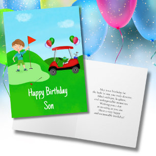 Carte Joyeux Anniversaire Fils Garçon Golfeur Sur Parcou