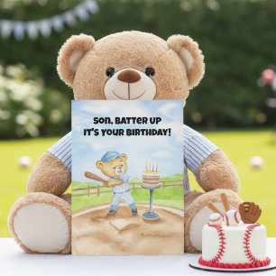 Carte Joyeux Anniversaire Fils Ours en Peluche Baseball