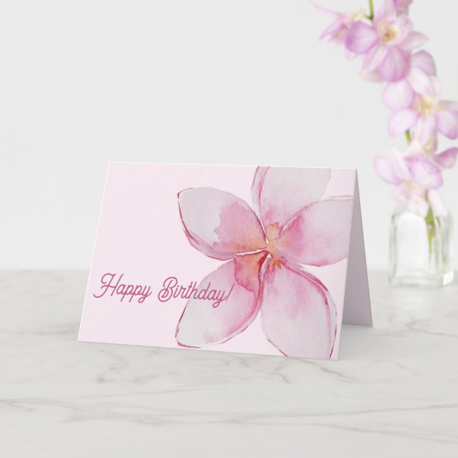 Carte Joyeux anniversaire | Fleur d'aquarelle hawaïenne (Orchidée)