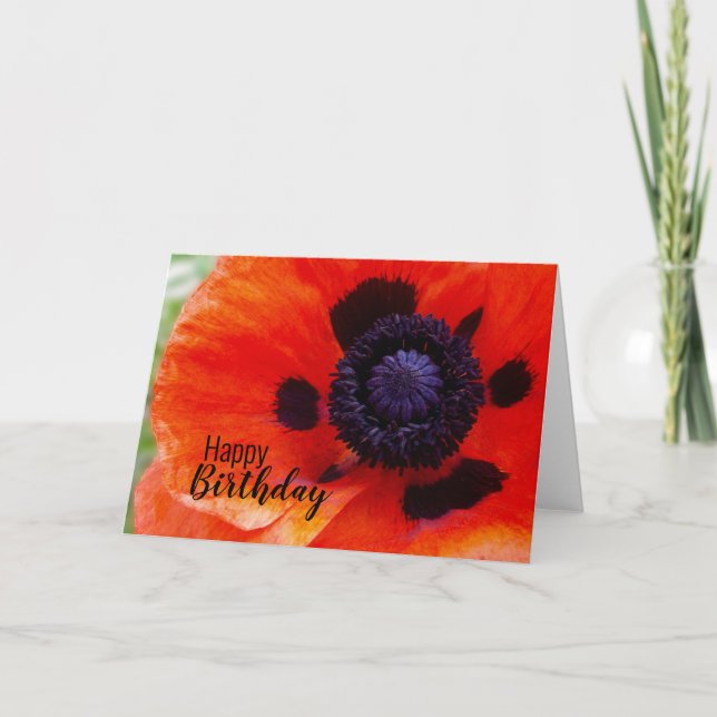 Carte Joyeux Anniversaire Fleur de Pavot (Devant)