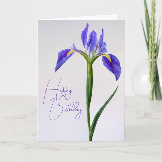 Carte Joyeux Anniversaire | Fleur d'Iris Violet (Devant)