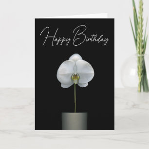 Carte Joyeux Anniversaire   Fleur d'Orchidée Blanche