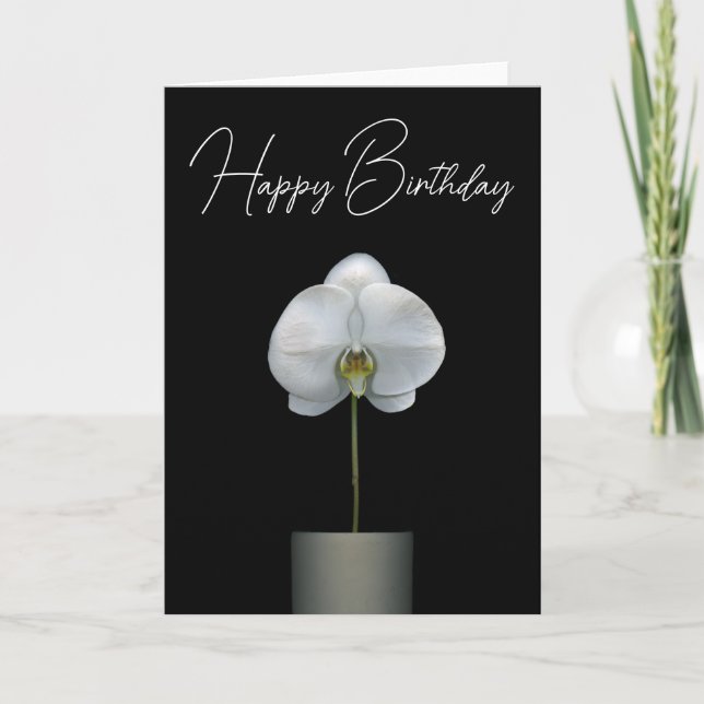 Carte Joyeux anniversaire | Fleur d'orchidées blanches (Devant)