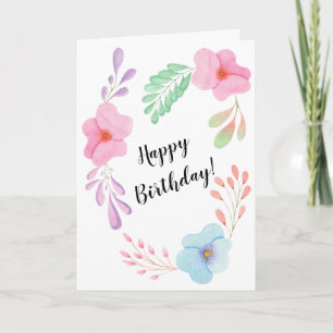 Carte Joyeux Anniversaire Fleur Floral Design personnali