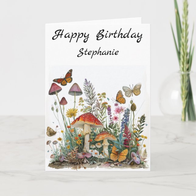 Carte Joyeux Anniversaire Fleurs de Champignon Conte de  (Devant)