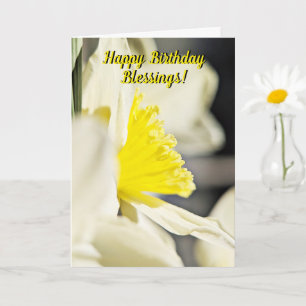 Carte Joyeux Anniversaire Fleurs de Narcisse Jaune Perso