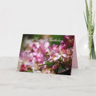 Carte Joyeux Anniversaire Fleurs de pomme, Abeille de mi