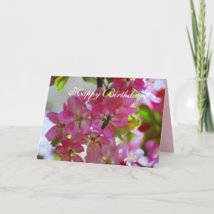 Carte Joyeux Anniversaire Fleurs de pomme, Abeille de mi