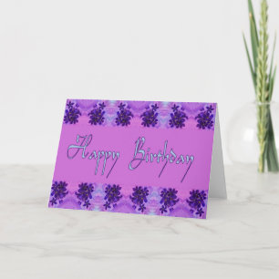 Carte Joyeux Anniversaire fleurs violettes