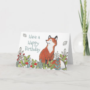 Carte Joyeux Anniversaire Forêt Fox Moderne Funny