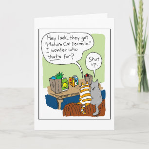 Carte Joyeux anniversaire - formule mûre de chat