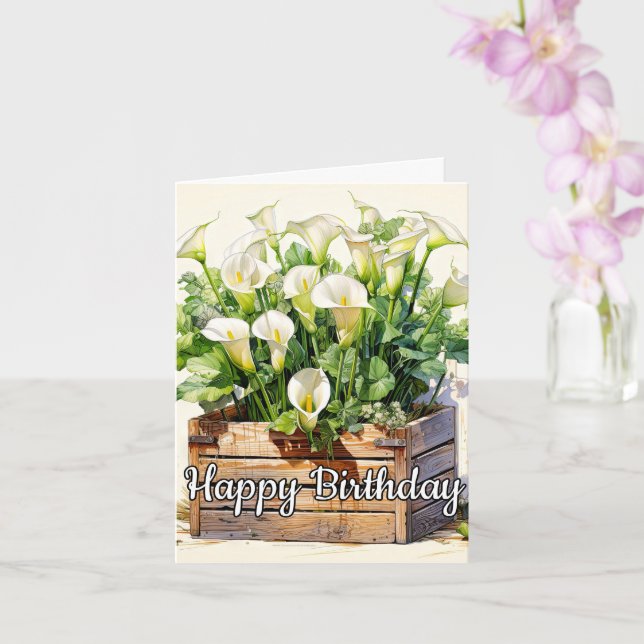 Carte Joyeux anniversaire fraîchement sélectionné Calla  (Orchidée)