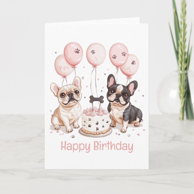 Carte Joyeux Anniversaire Français Bulldogs Anniversaire (Devant)