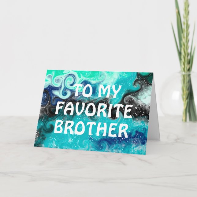 Carte Joyeux Anniversaire Frère | Bleu, Bleu Clair et No (Devant)