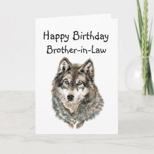 Carte Joyeux anniversaire frère en droit Humour Wolf, Wo