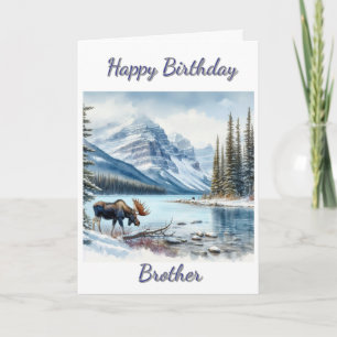 Carte Joyeux Anniversaire Frère Moose en hiver
