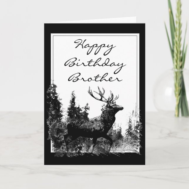 Carte Joyeux Anniversaire Frère Vintage Stag, Cerf (Devant)