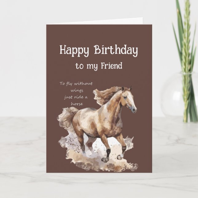 Carte Joyeux Anniversaire Friend Ride Horses Citation (Devant)