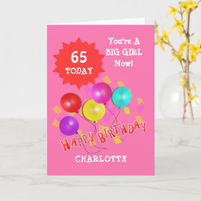 Carte Joyeux anniversaire Funny 65e jalon Personnalisé (Fleur jaune)