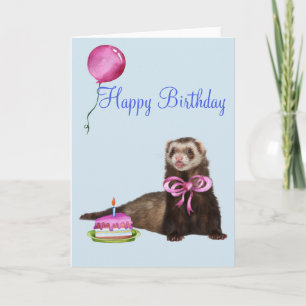 Carte Joyeux Anniversaire Gâteau De Furet Mignon Ballon