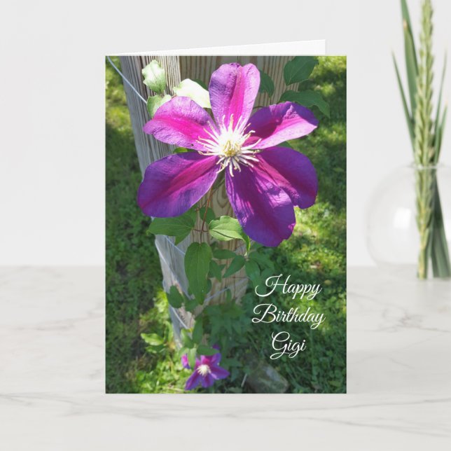 Carte Joyeux anniversaire Gigi Purple Flower Clematis (Devant)
