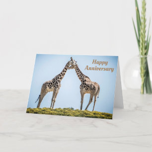 Carte Joyeux anniversaire Giraffes romantiques embrasser