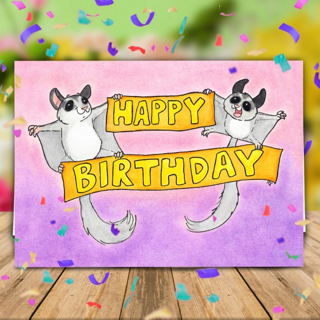 Carte Joyeux anniversaire Gliders à sucre saluant (Créateur téléchargé)