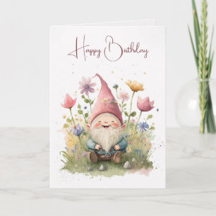 Carte Joyeux Anniversaire Gnome Dans Le Jardin