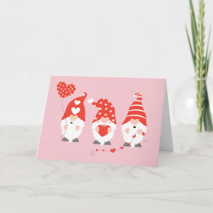 Carte Joyeux anniversaire Gnomie Valentine Rouge rose