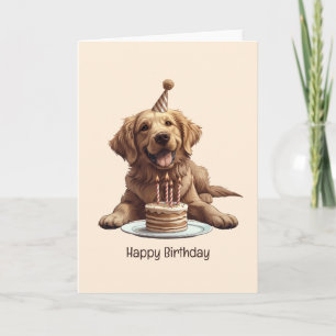Carte Joyeux Anniversaire Golden Retriever Chien