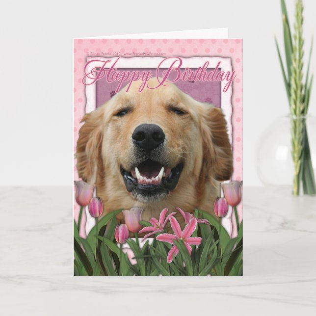 Carte Joyeux anniversaire - Golden Retriever - Mickey (Devant)