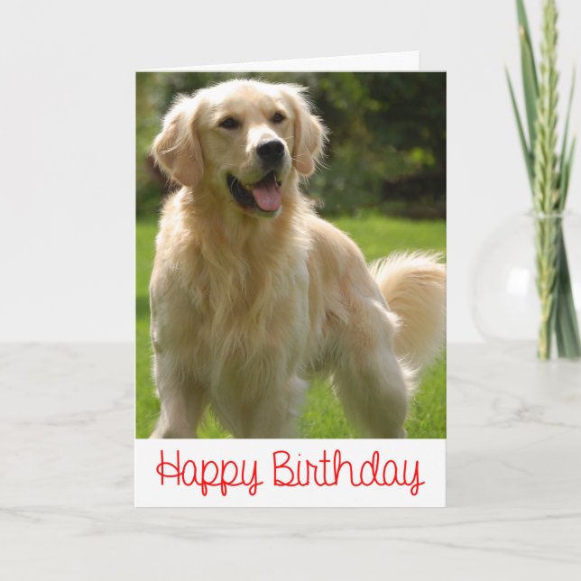 Carte Joyeux Anniversaire Golden Retriever Puppy Card (Devant)