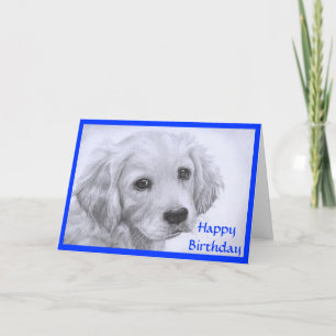 Carte Joyeux Anniversaire Golden Retriever Puppy Card
