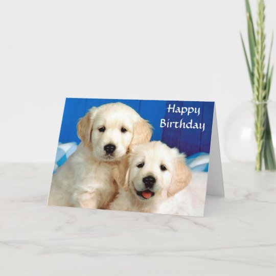 Carte Joyeux Anniversaire Golden Retriever Puppy Card Zazzle Ca