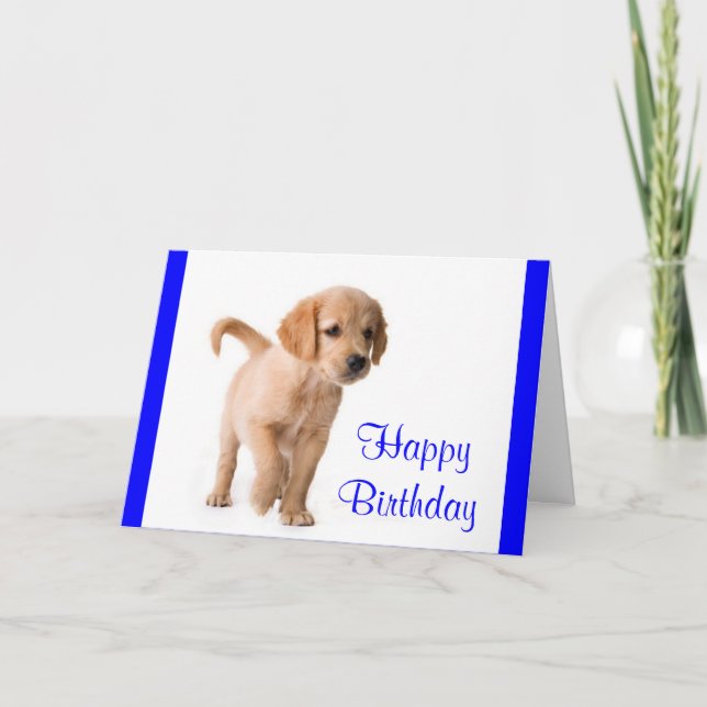 Carte Joyeux Anniversaire Golden Retriever Puppy Chien C (Devant)
