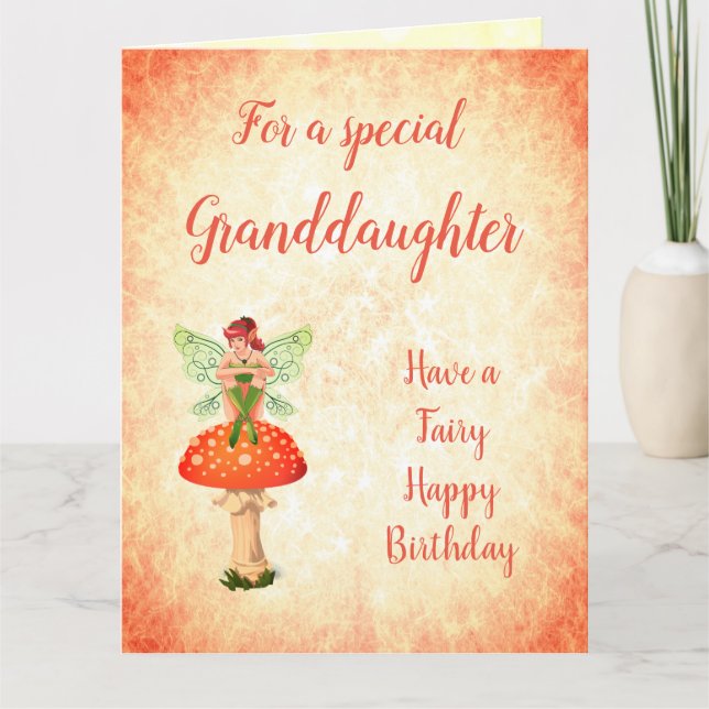Carte Joyeux anniversaire grand-fille design de la fée (Devant)