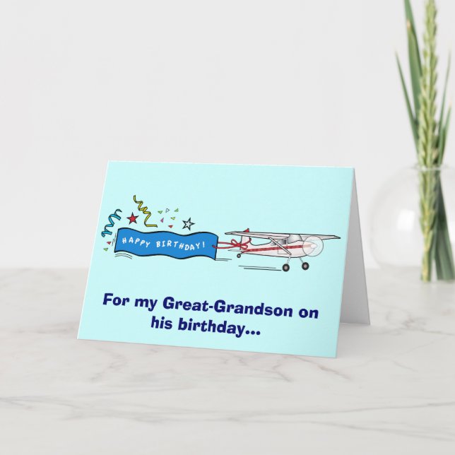 Carte Joyeux anniversaire Grand-Grand-Petit-Avion (Devant)