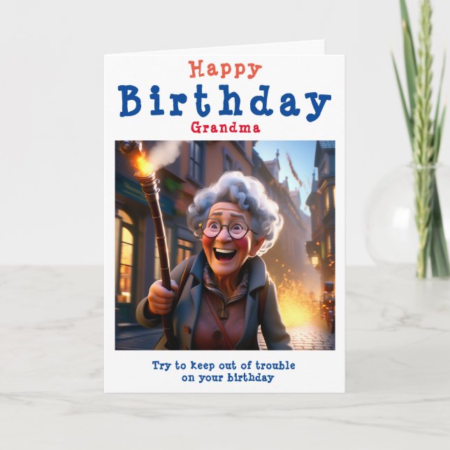 Carte Joyeux anniversaire grand-mère - Editable. (Devant)