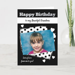 Carte Joyeux anniversaire grand-mère noir et blanc photo