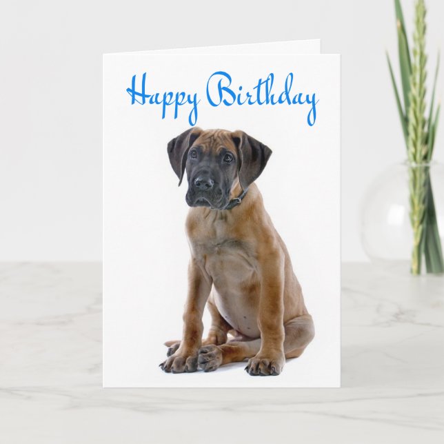 Carte Joyeux Anniversaire Grande Dane Puppy Dog Card - V (Devant)