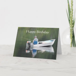 Carte Joyeux anniversaire Grande journée Pêche Lac Batea