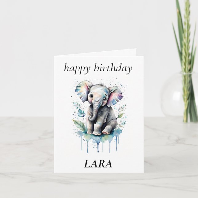 Carte Joyeux anniversaire, gris et rose, personnaliser u (Devant)