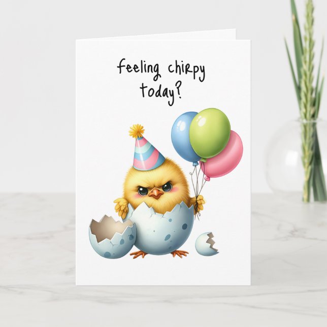 Carte Joyeux Anniversaire Grumpy Bird Balloons Se Senten (Devant)