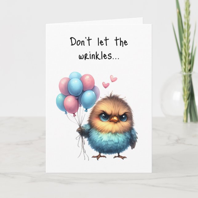 Carte Joyeux Anniversaire Grumpy Bird Rinkles and Feathe (Devant)