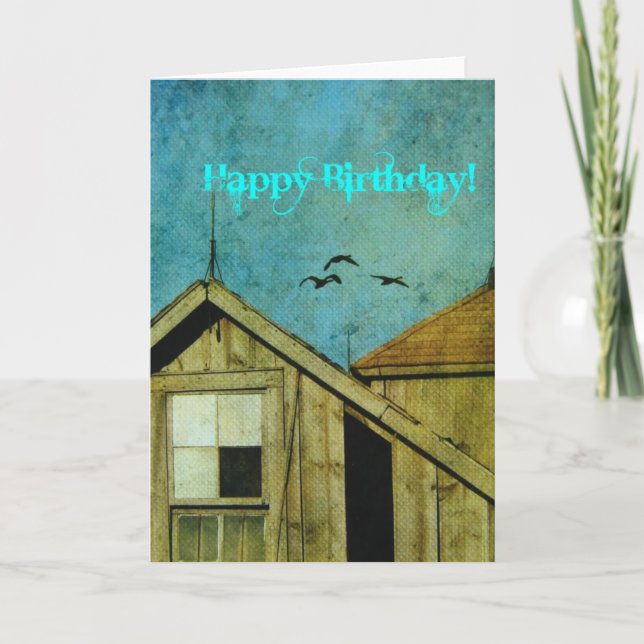 Carte Joyeux Anniversaire, Grunge Barn (Devant)
