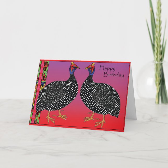 Carte Joyeux anniversaire - Guinée Fowl (Devant)